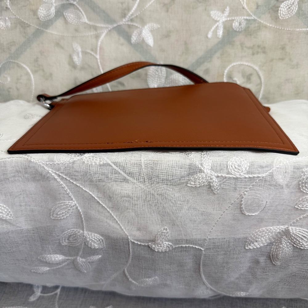 Bostanten Brown genuine leather clutch travel bag with wristlet attachable strap - Picture 9 of 12